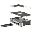 Barbecue Chef Grill / DOMO BBQ DO9252G Genius 2 zónás 2400W asztali elektromos grill, 56 x 50 cm inox grillsütő dupla sütőlappal, szélfogóval