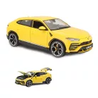 Bburago Premium Edition 1/18 Lamborghini Urus 1:18, 24 cm kormányozható, sárga fém autó modell, nyitható ajjtókkal, motorháztetővel és csomagtartóval