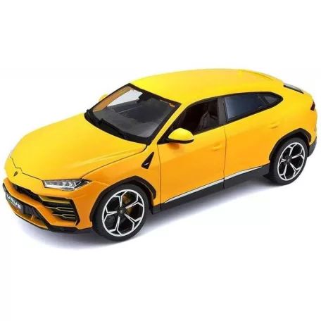 Bburago Premium Edition 1/18 Lamborghini Urus 1:18, 24 cm kormányozható, sárga fém autó modell, nyitható ajjtókkal, motorháztetővel és csomagtartóval
