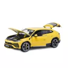 Bburago Premium Edition 1/18 Lamborghini Urus 1:18, 24 cm kormányozható, sárga fém autó modell, nyitható ajjtókkal, motorháztetővel és csomagtartóval