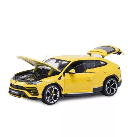 Bburago Premium Edition 1/18 Lamborghini Urus 1:18, 24 cm kormányozható, sárga fém autó modell, nyitható ajjtókkal, motorháztetővel és csomagtartóval