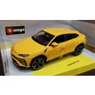 Bburago Premium Edition 1/18 Lamborghini Urus 1:18, 24 cm kormányozható, sárga fém autó modell, nyitható ajjtókkal, motorháztetővel és csomagtartóval