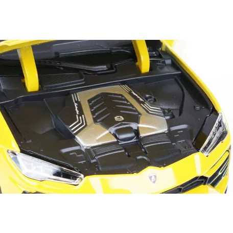 Bburago Premium Edition 1/18 Lamborghini Urus 1:18, 24 cm kormányozható, sárga fém autó modell, nyitható ajjtókkal, motorháztetővel és csomagtartóval