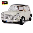 Bburago Premium Edition 1/18 Mini Cooper (1969 ) 17 cm kormányozható, fehér (bézs) fém autó modell, nyitható ajtókkal és motorháztetővel