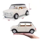 Bburago Premium Edition 1/18 Mini Cooper (1969 ) 17 cm kormányozható, fehér (bézs) fém autó modell, nyitható ajtókkal és motorháztetővel