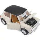 Bburago Premium Edition 1/18 Mini Cooper (1969 ) 17 cm kormányozható, fehér (bézs) fém autó modell, nyitható ajtókkal és motorháztetővel