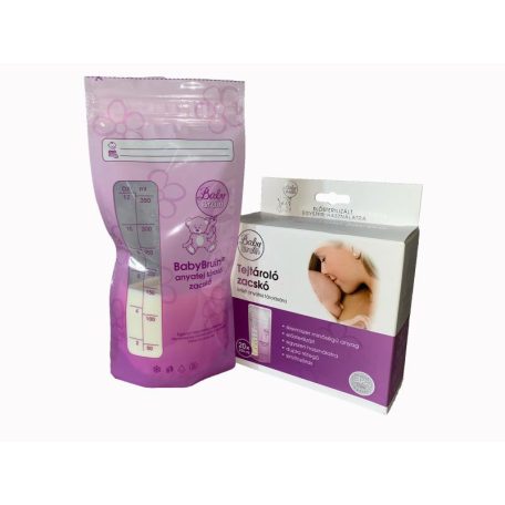 Baby Bruin 20 x 350 ml BPA mentes, dupla simítózáras, fagyasztható anyatej tároló zacskó, tejgyűjtő zacskó, tejtároló tasak lefejt anyatej tárolására (20 db / csomag)