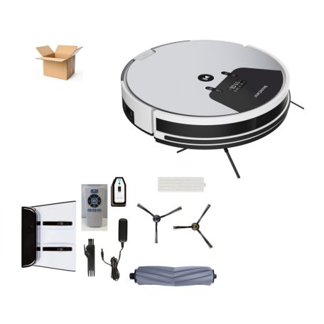 HASZNÁLT, javított újszerű SilverCrest SSRA 1 LIDL Home WIFI-s SMART intelligens automata robotporszívó virtuális fallal, napi programozással, távirányítóval bontott csomagolásban, új akkuval