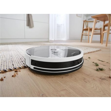 HASZNÁLT, javított újszerű SilverCrest SSRA 1 LIDL Home WIFI-s SMART intelligens automata robotporszívó virtuális fallal, napi programozással, távirányítóval bontott csomagolásban, új akkuval