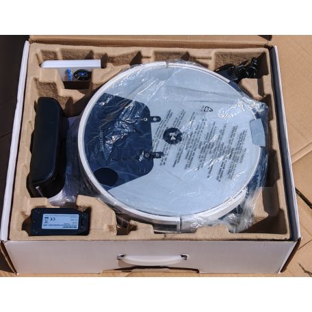 HASZNÁLT, javított újszerű SilverCrest SSRA 1 LIDL Home WIFI-s SMART intelligens automata robotporszívó virtuális fallal, napi programozással, távirányítóval bontott csomagolásban, új akkuval