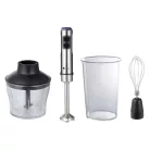 Bergner MasterPro BGMP-9424 inox, nemesacél 1200W prémium botmixer szett, rúdmixer készlet 600 ml aprítóval, 800 ml keverőpohárral és habverővel, fekete