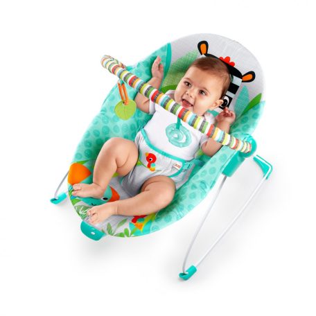 Bright Starts Vibrating Bouncer rezgő baba pihenőszék, 48 x 53 x 42 cm babafotel Rainforest Vibes (esőerdő) vagy Zig Zag Zebra mintával