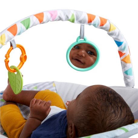 Bright Starts Safari Fun Vibrating Bouncer elemes, rezgő baba pihenőszék, 48 x 53 x 42 cm újszülött babafotel szafari mintával 0 - 6 hónapos korban 9 kg testsúlyig