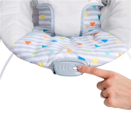 Bright Starts Safari Fun Vibrating Bouncer elemes, rezgő baba pihenőszék, 48 x 53 x 42 cm újszülött babafotel szafari mintával 0 - 6 hónapos korban 9 kg testsúlyig