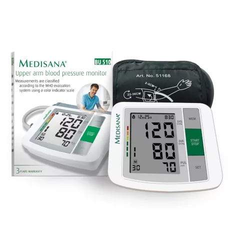 Medisana BU 510 digitális automata felkaros vérnyomásmérő 2 felhasználónak, 2 x 90 memóriával, 22-36 cm-es karmérethez