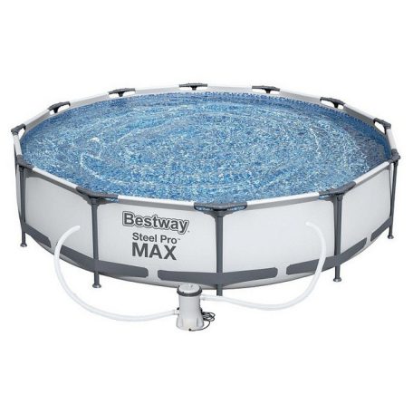 Bestway 56416 BAHAMA VT Superior Grey Steel Pro MAX szürke 366 x 76 cm fémvázas 6.5 m3 kerti medence szett vízforgatóval és védőtakaróval