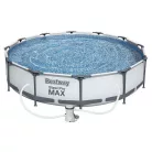 Bestway 56416 BAHAMA XL Superior Grey Steel Pro MAX szürke 366 x 76 cm fémvázas 6,5 m3 kerti medence szett vízforgatóval, védőtakaróval és talajtakaróval