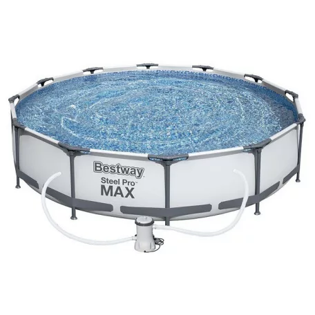 Bestway 56416 BAHAMA XL Superior Grey Steel Pro MAX szürke 366 x 76 cm fémvázas 6,5 m3 kerti medence szett vízforgatóval, védőtakaróval és talajtakaróval
