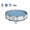   Bestway 56416 BAHAMA Superior Grey Steel Pro MAX szürke 366 x 76 cm fémvázas 6.5 m3 kerti medence szett vízforgatóval