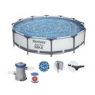 Bestway 56416 BAHAMA Superior Grey Steel Pro MAX szürke 366 x 76 cm fémvázas 6.5 m3 kerti medence szett vízforgatóval