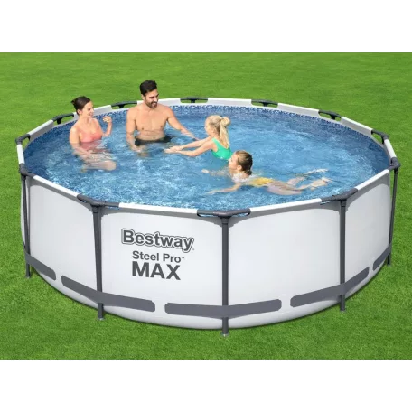 Bestway ELBA Steel Pro MAX Superior Grey 366 x 100 cm fémvázas kerti medence szett vízforgatóval és létrával 
