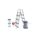 Bestway ELBA Steel Pro MAX Superior Grey 366 x 100 cm fémvázas kerti medence szett vízforgatóval és létrával 