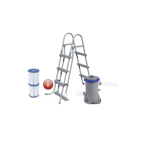 Bestway ELBA Steel Pro MAX Superior Grey 366 x 100 cm fémvázas kerti medence szett vízforgatóval és létrával 