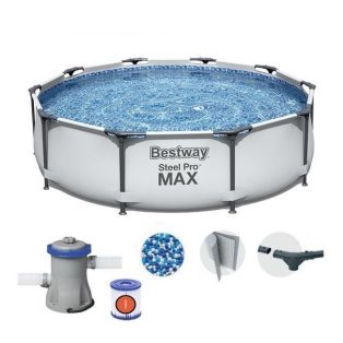   Bestway 56408 Steel Pro MAX Málta / Maui Superior Grey 305 x 76 cm szürke fémvázas kerti medence szett vízforgatóval