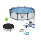 Bestway 56408 Steel Pro MAX Málta / Maui VT Superior Grey 305 x 76 cm szürke fémvázas kerti medence szett vízforgatóval és védőtakaróval