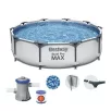   Bestway 56408 Steel Pro MAX Málta / Maui VT Superior Grey 305 x 76 cm szürke fémvázas kerti medence szett vízforgatóval és védőtakaróval