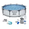   Bestway 56408 Steel Pro MAX Málta / Maui VT Superior Grey 305 x 76 cm szürke fémvázas kerti medence szett vízforgatóval és védőtakaróval
