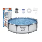 Bestway 56408 Steel Pro MAX Málta / Maui XL Superior Grey 305 x 76 cm szürke fémvázas kerti medence szett vízforgatóval, védőtakaróval és talajtakaróval