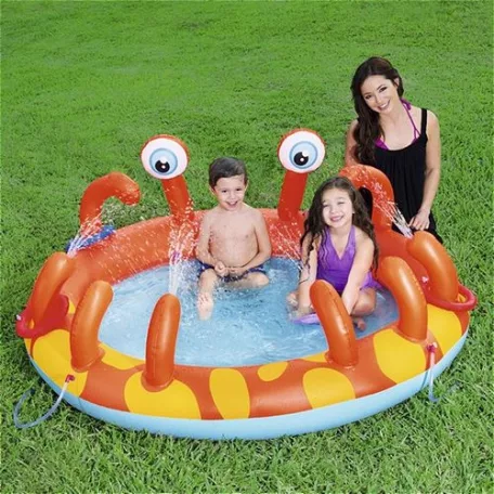 Bestway 53058 felfújható, spriccelő rákocskás kerti pancsoló medence 165 x 150 x 63 cm, 129L