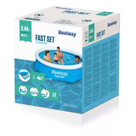 Bestway Kréta VFN 244 x 61 cm puhafalú, felfújható peremű kerti pancsoló medence vízforgató nélkül 1880 L