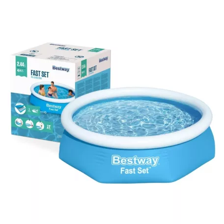 Bestway Kréta 244 x 61 cm puhafalú, felfújható peremű kerti pancsoló medence vízforgatóval 1880 L