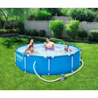 Bestway Málta / Maui Steel Pro 305 x 76 cm kék / fehér fémvázas kerti medence szett vízforgatóval (56679)