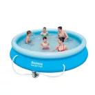 Bestway RODOSZ_VT 366 x 76 cm  5,37 m3 puhafalú kerti medence szett 16W papírszűrős vízforgatóval és védőtakaróval (FFA 639 , 57274 + 58381)