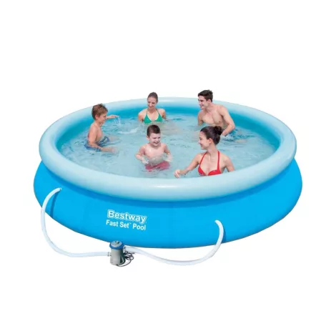 Bestway RODOSZ_VT 366 x 76 cm  5,37 m3 puhafalú kerti medence szett 16W papírszűrős vízforgatóval és védőtakaróval (FFA 639 , 57274 + 58381)