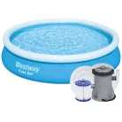 Bestway RODOSZ 366 x 76 cm  5,37 m3 puhafalú kerti medence szett 16W papírszűrős vízforgatóval (FFA 639 , 57274 + 58381)
