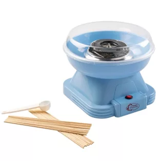   Bestron ACCM-400B háztartási retró 500W vattacukor készítő gép, 10 db bambusz pálcával és adagoló kanállal, kék