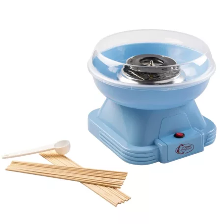 Bestron ACCM-400B háztartási retró 500W vattacukor készítő gép, 10 db bambusz pálcával és adagoló kanállal, kék