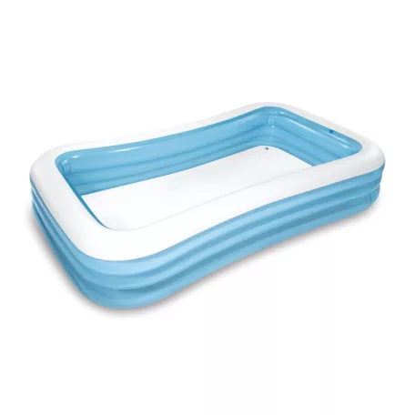 INTEX 58484 / Bestway 54009 Deluxe 305 x 183 x 56 cm nagy családi kerti felfújható pancsoló medence 3 légkamrával, 999L űrtartalommal (kék-fehér)