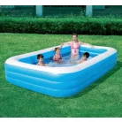 INTEX 58484 / Bestway 54009 Deluxe 305 x 183 x 56 cm nagy családi kerti felfújható pancsoló medence 3 légkamrával, 999L űrtartalommal (kék-fehér)