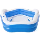 Bestway 54153 / SME 074 Family Fun ötszögletű felfújható kerti pancsoló medence háttámlával és ülésekkel 575L