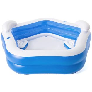   Bestway 54153 / SME 074 Family Fun ötszögletű felfújható kerti pancsoló medence háttámlával és ülésekkel 575L