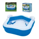 Bestway 54153 / SME 074 Family Fun ötszögletű felfújható kerti pancsoló medence háttámlával és ülésekkel 575L