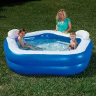 Bestway 54153 / SME 074 Family Fun ötszögletű felfújható kerti pancsoló medence háttámlával és ülésekkel 575L