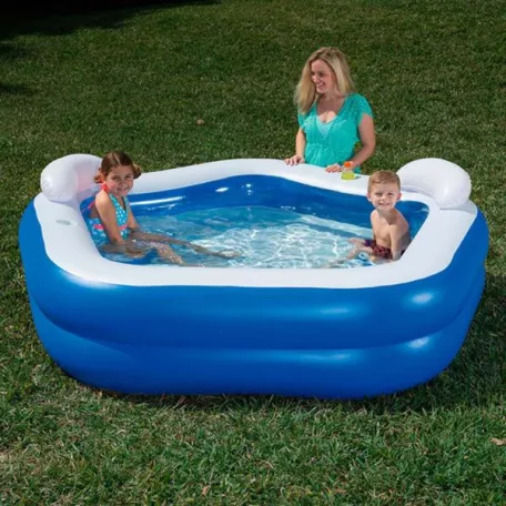 Bestway 54153 / SME 074 Family Fun ötszögletű felfújható kerti pancsoló medence háttámlával és ülésekkel 575L