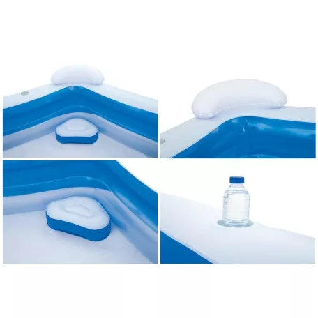 Bestway 54153 / SME 074 Family Fun ötszögletű felfújható kerti pancsoló medence háttámlával és ülésekkel 575L