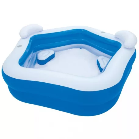 Bestway 54153 / SME 074 Family Fun ötszögletű felfújható kerti pancsoló medence háttámlával és ülésekkel 575L
